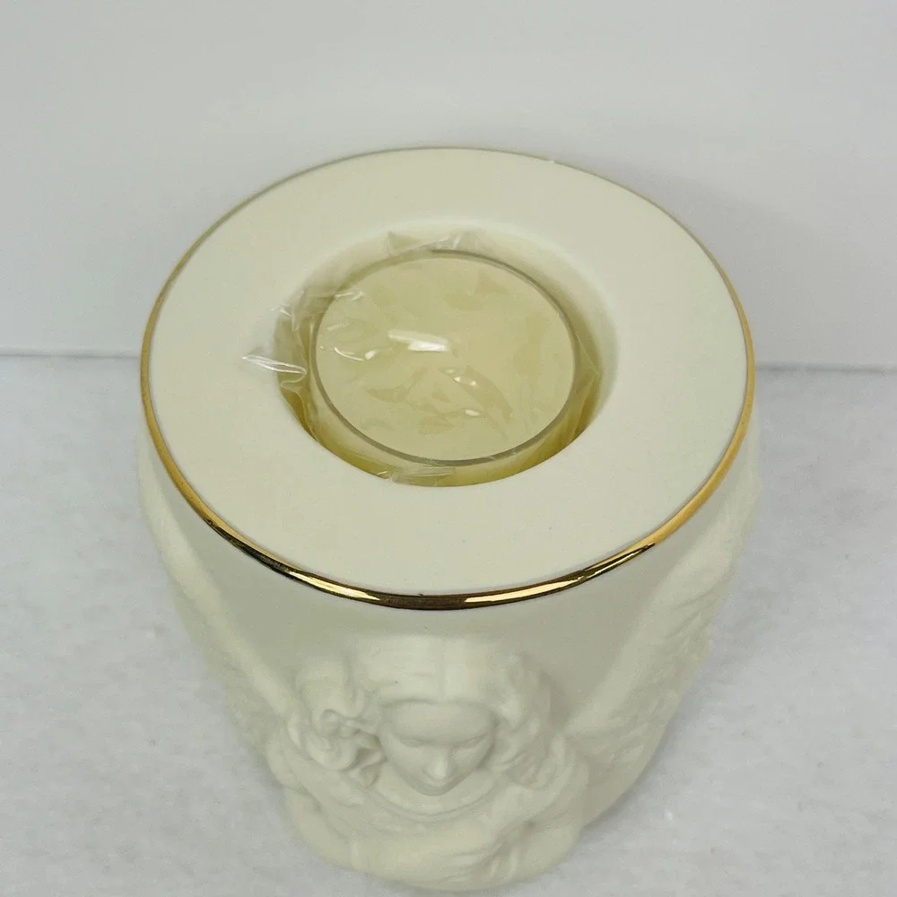 Lenox Radiant Light Angel Votive Ivory Porcelain Gold Trim Candle Holder 863056